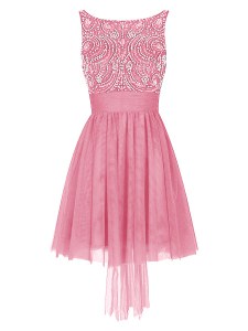 Empire Runway Inspired Dress Pink Bateau Tulle Sleeveless Mini Length Zipper