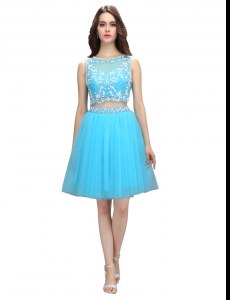 Low Price Scoop Tulle Sleeveless Knee Length Oscars Dresses and Appliques