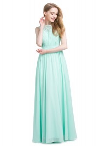 Turquoise Sleeveless Chiffon Zipper Prom Party Dress for Prom and Party