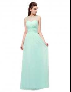 Ideal Scoop Sleeveless Zipper Floor Length Ruching Womens Evening Dresses