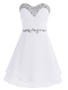 Mini Length White Homecoming Dress Sweetheart Sleeveless Zipper