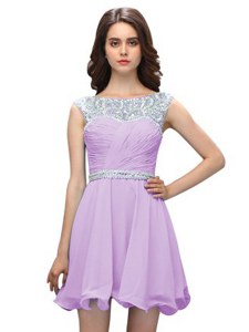 Scoop Lavender Sleeveless Beading Mini Length Cocktail Dresses