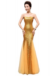 Mermaid Sequined Sleeveless Floor Length Prom Gown and Sequins