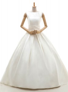 White Bridal Gown Wedding Party and For with Ruching Bateau Sleeveless Clasp Handle