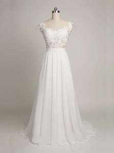 Gorgeous Scoop With Train White Wedding Gown Tulle Sleeveless Lace