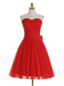 Modern Red Sweetheart Neckline Ruching Evening Dress Sleeveless Zipper