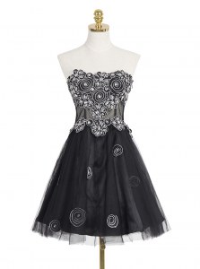 Black Sleeveless Organza Zipper Prom Dress for Prom