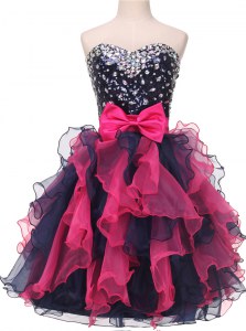 Knee Length Multi-color Prom Party Dress Sweetheart Sleeveless Lace Up