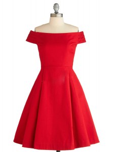 Exceptional Red Zipper Off The Shoulder Ruching Prom Dress Satin Sleeveless