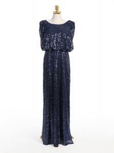 Traditional Scoop Sequins Prom Gown Navy Blue Zipper Sleeveless Floor Length
