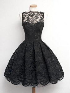Charming Lace Black Bateau Zipper Appliques Evening Dress Sleeveless