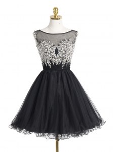 Luxurious Scoop Organza Sleeveless Mini Length Prom Party Dress and Beading and Sequins