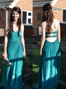 Comfortable Sleeveless Floor Length Ruching Backless Prom Gown with Teal