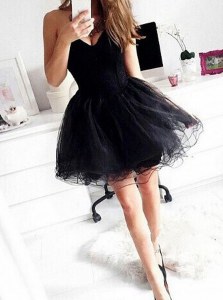 Affordable Mini Length Ball Gowns Sleeveless Black Cocktail Dresses Zipper