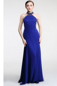 Affordable Zipper Dress for Prom Royal Blue for Prom and Party with Lace Sweep Train