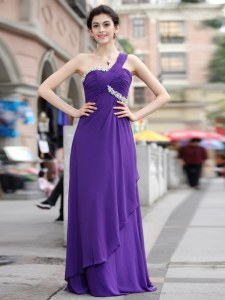 Luxury One Shoulder Sleeveless Chiffon Homecoming Dress Beading Zipper