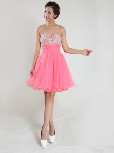 Top Selling Pink Sleeveless Chiffon Lace Up Cocktail Dresses for Prom and Party