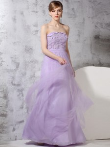 Lavender Sleeveless Lace Floor Length Prom Gown