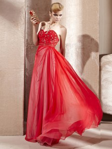 Dramatic Coral Red Sweetheart Side Zipper Beading Dress for Prom Sleeveless