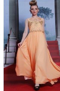 Fancy Orange High-neck Side Zipper Beading and Appliques Homecoming Dress Sleeveless