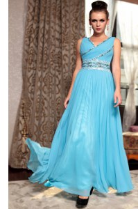 Sleeveless Side Zipper Ankle Length Beading and Appliques and Ruching Prom Party Dress