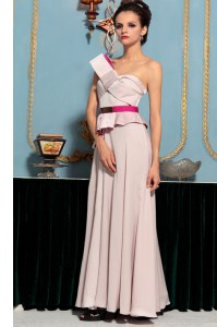 Custom Fit Pink Sleeveless Organza Side Zipper Prom Dress for Prom and Party
