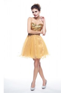 Shining Sweetheart Sleeveless Organza Cocktail Dresses Beading and Sequins Side Zipper
