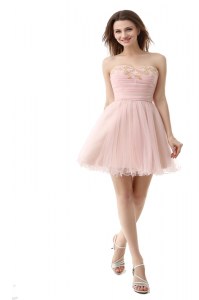 Chic Pink Sleeveless Organza Zipper Club Wear for Prom and Party