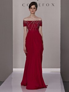 Wonderful Chiffon Off The Shoulder Short Sleeves Zipper Beading and Ruching Prom Dress in Red
