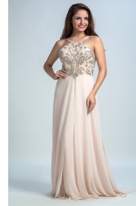 Chiffon Sleeveless Floor Length Dress for Prom and Sequins