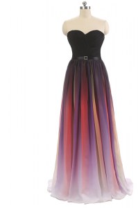 Excellent Multi-color Empire Belt Prom Dresses Lace Up Chiffon Sleeveless Floor Length