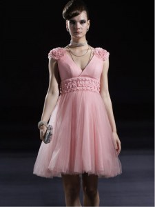 Baby Pink Sleeveless Tulle Zipper Club Wear for Prom and Party