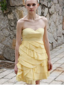 Adorable Yellow Sweetheart Zipper Ruching Dress for Prom Sleeveless