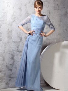 Gorgeous Scoop Chiffon Half Sleeves Ankle Length Homecoming Dress and Beading and Ruching