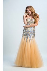 Fine Sleeveless Zipper Floor Length Sequins Prom Homecoming Dress