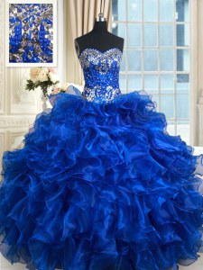 Chic Sleeveless Lace Up Floor Length Beading and Ruffles and Ruffled Layers 15 Quinceanera Dress