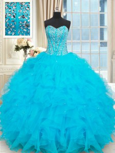 Designer Sleeveless Beading and Ruffles Lace Up 15 Quinceanera Dress