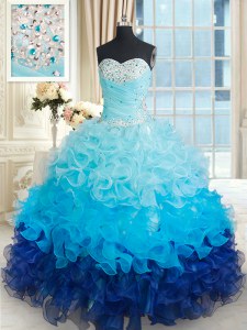 Flare Multi-color Sleeveless Beading and Ruffles Floor Length Quinceanera Dresses