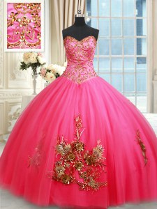 Beauteous Tulle Sleeveless Floor Length 15 Quinceanera Dress and Beading and Appliques