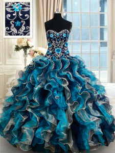Multi-color Ball Gown Prom Dress Sweetheart Sleeveless Brush Train Lace Up