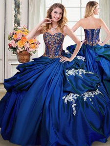 Pick Ups Floor Length Royal Blue Quinceanera Dress Sweetheart Sleeveless Lace Up