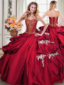 Smart Pick Ups Floor Length Ball Gowns Sleeveless Wine Red Quinceanera Gowns Lace Up