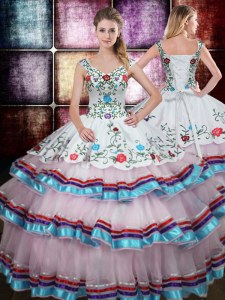 Affordable Straps Multi-color Sleeveless Beading and Embroidery Floor Length 15 Quinceanera Dress