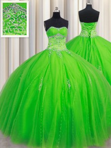 Sweetheart Neckline Beading Quinceanera Gowns Sleeveless Lace Up