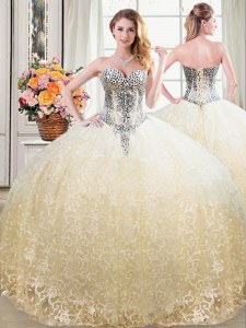 Champagne Sweetheart Neckline Beading and Lace Vestidos de Quinceanera Sleeveless Lace Up