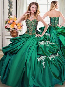 Glorious Sweetheart Sleeveless Taffeta Quinceanera Gowns Beading and Appliques and Pick Ups Lace Up
