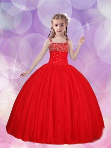 Great Straps Sleeveless Beading Lace Up Little Girls Pageant Dress Wholesale