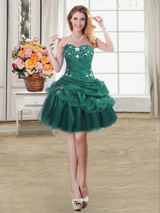 Pick Ups Sweetheart Sleeveless Lace Up Prom Party Dress Dark Green Organza