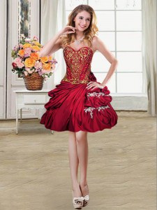 Charming Wine Red Sweetheart Lace Up Beading and Appliques and Pick Ups Prom Dress Sleeveless