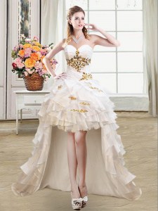 Smart High Low Ball Gowns Sleeveless White Lace Up